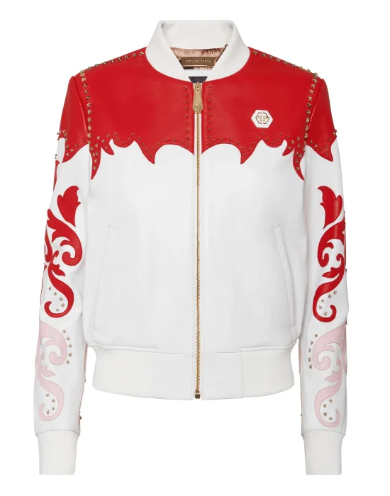 Cowboy Intarsia Leather Bomber