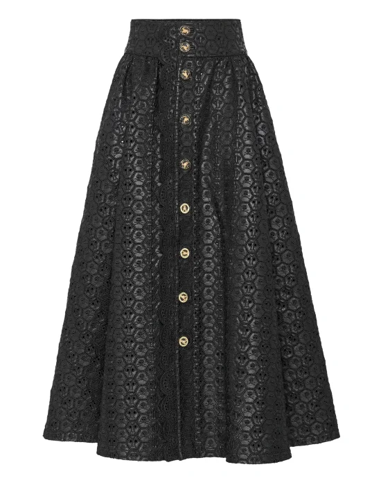 Sangallo Leather Maxi Skirt
