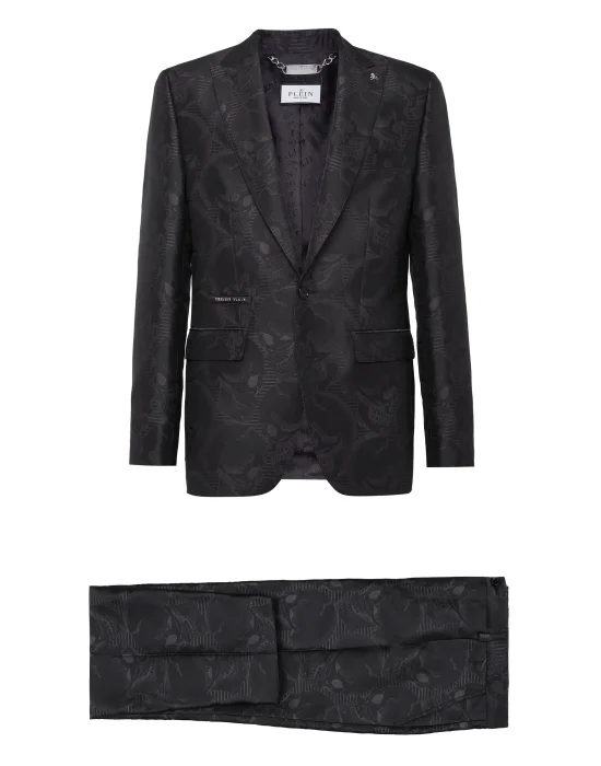 Jacquard Satin Tracksuit: Blazer/Trousers Skull