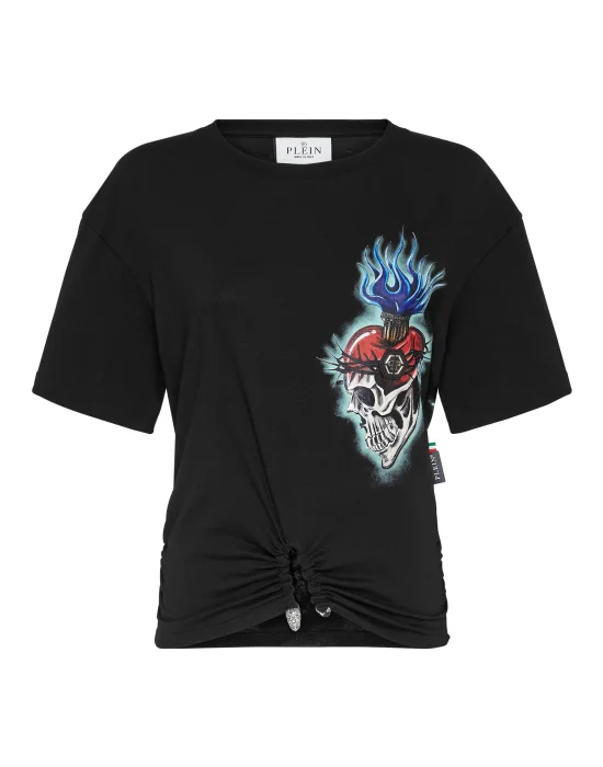 Cropped T-shirt Round Neck Love Tattoo