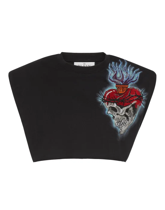 Shoulder Pads Cropped Top Love Tattoo