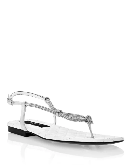 Matelasse Flat Sandals Crystal Skull