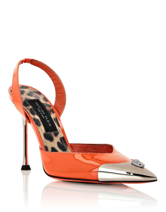 Cystal Skull Patent Leather Slingback