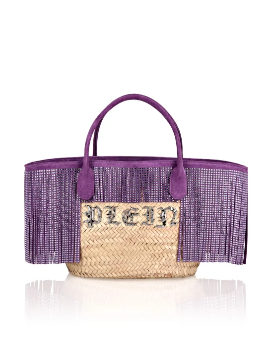 Raffia & Leather Large Handle Bag