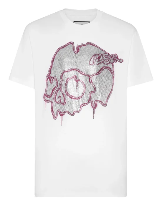 T-shirt Round Neck SS with crystals Dripping Skull