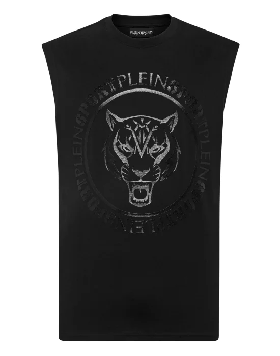 Sleeveless T-shirt Round Neck Carbon Tiger