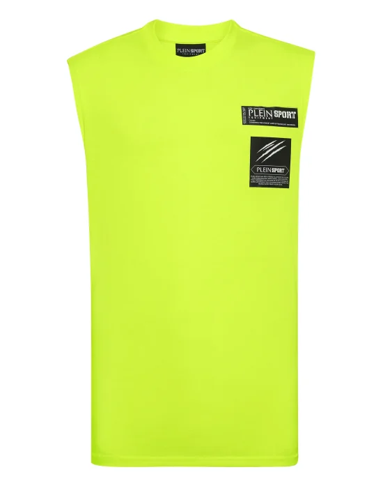 Sleeveless T-shirt Round Neck Scratch