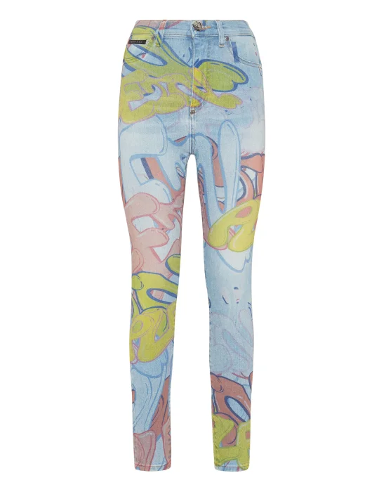 Super High Waist Jeggings Bombing Graffiti