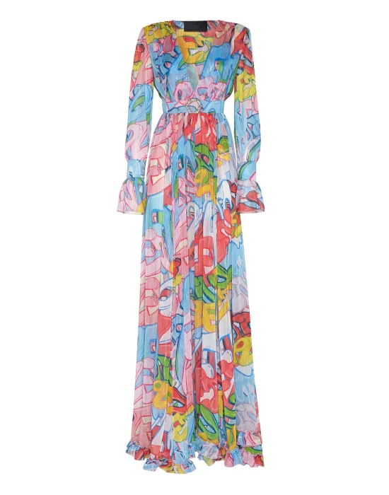 Chiffon Long Dress Bombing Graffiti