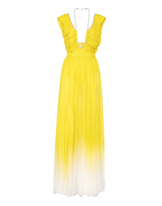 Chiffon Plisse Long Dress Degrade'