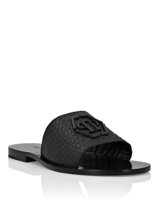 Flat Crocco Printed Sandals
