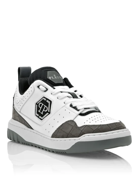 Croco Printed Leather Lo-Top Sneakers