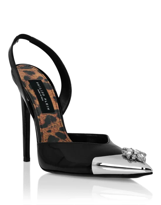 Patent Leather Sling-backPumps Brooches