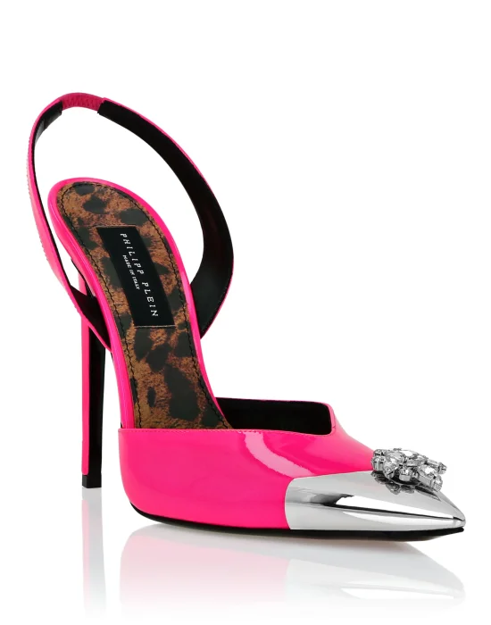 Patent Leather Sling-backPumps Brooches