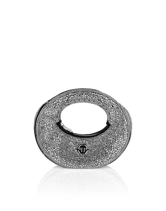 Suede Mini Handle Bag Strass