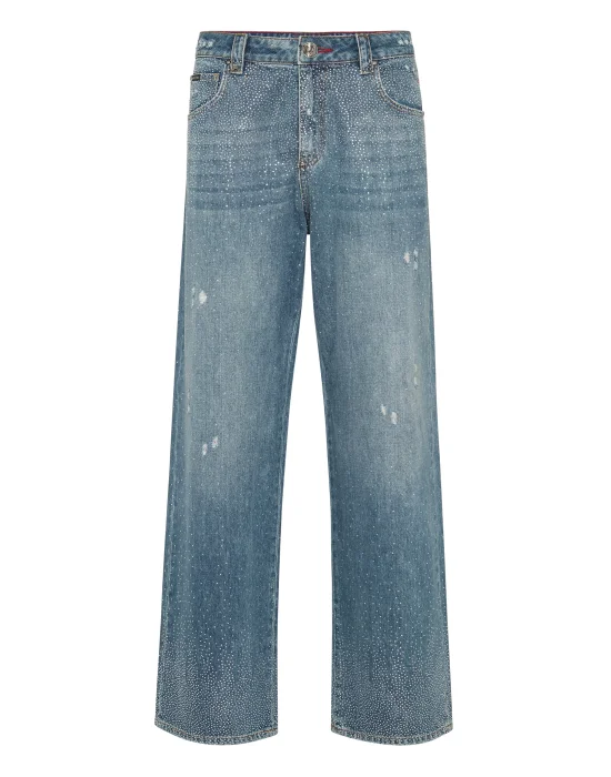 Denim Trousers Beach Boy Fit Strass