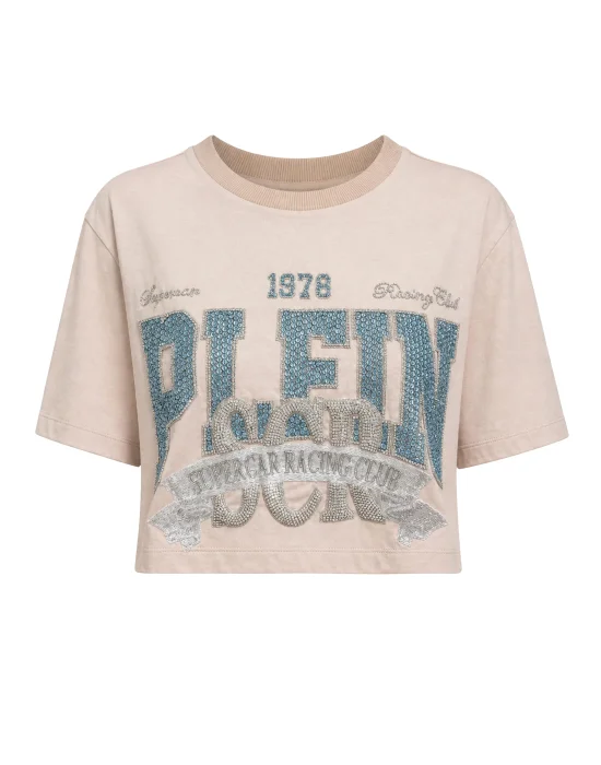 T-shirt Round Neck SS Crop Vintage Print