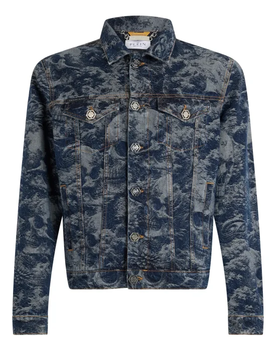 Trucker Jacket  All-Over Skull Skull