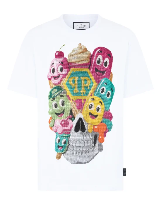 Round Neck T-Shirt Little Ice Cream Skull