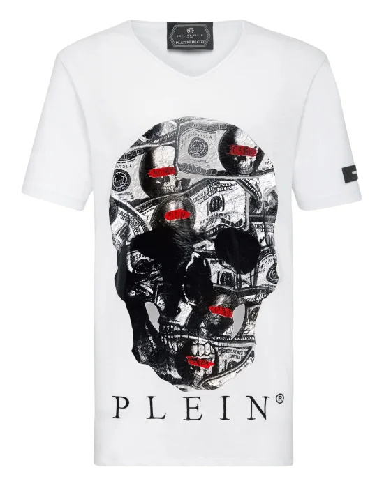 T-shirt Black Cut V-Neck Dollar