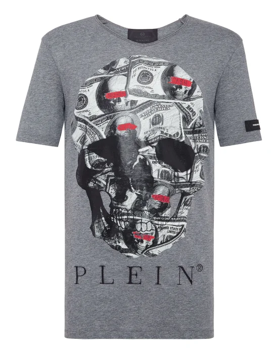 T-shirt Black Cut V-Neck Dollar