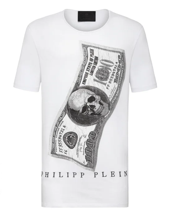 T-shirt Black Cut Round Neck Dollar