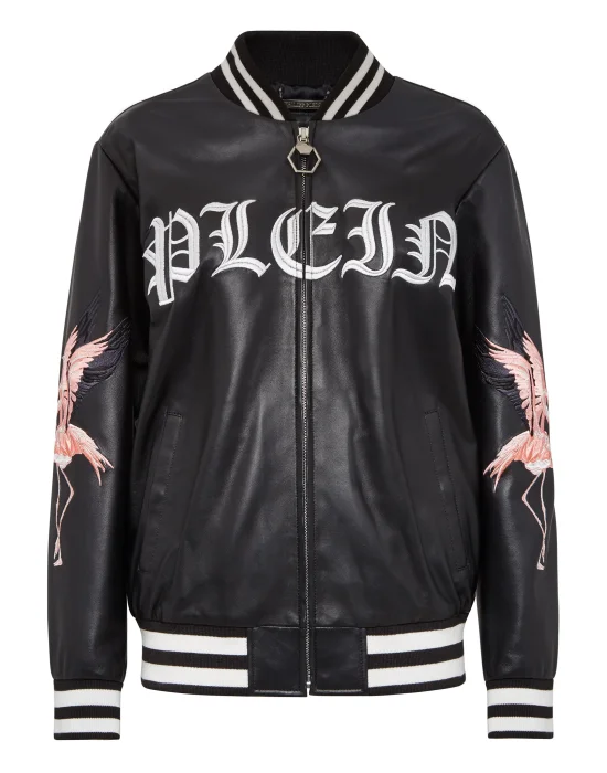 Leather Bomber Gothic Plein