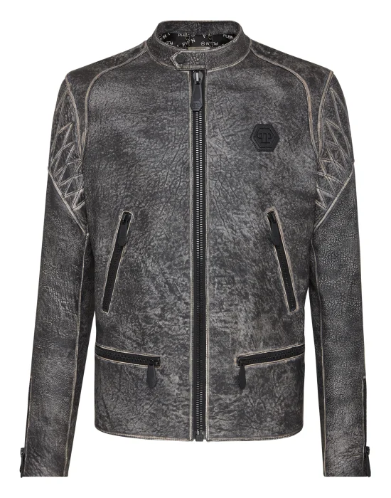 Leather Moto Jacket Skull