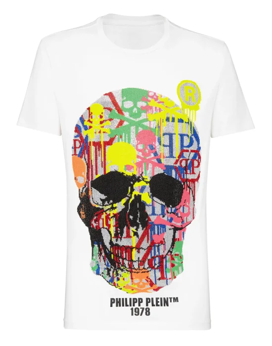 T-shirt Round Neck LS Skull strass