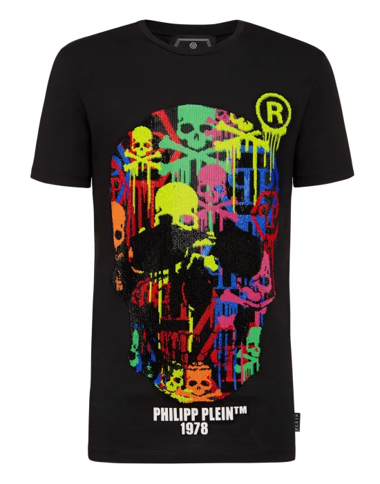 T-shirt Round Neck LS Skull strass