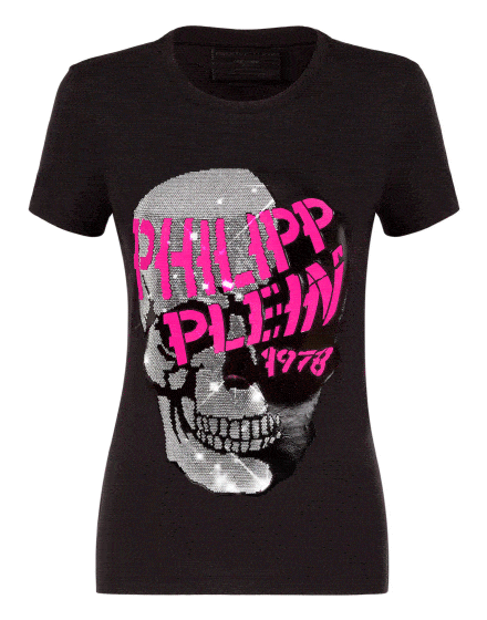 T-shirt Round Neck SS Skull strass