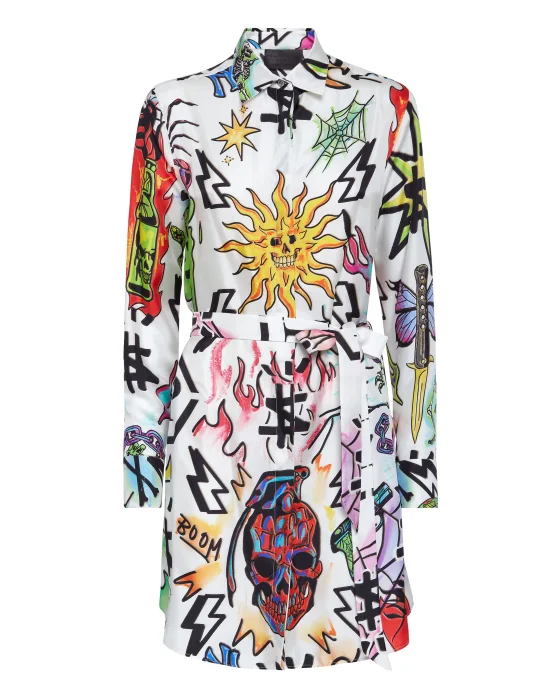 Silk Shirt Dress Tattoo Monogram
