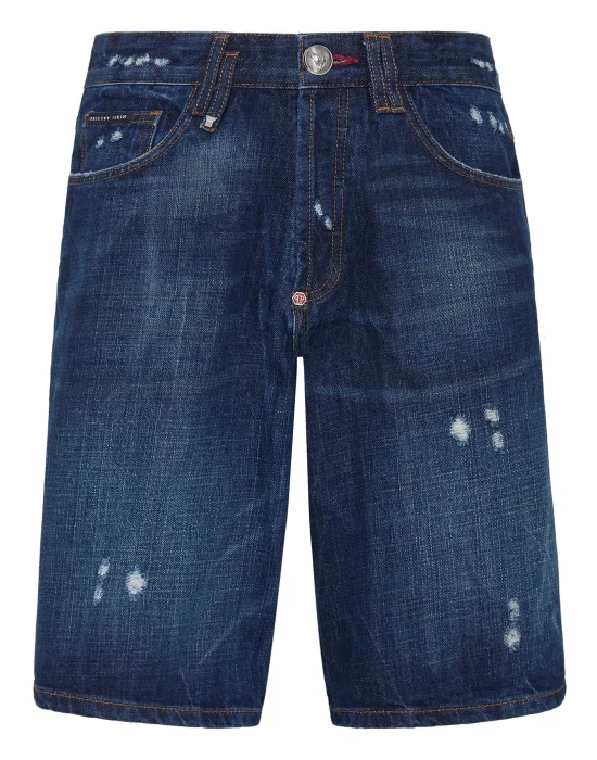 Denim Capri Shorts Iconic Plein