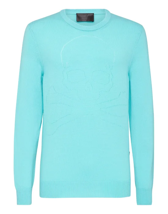 Cashmere Pullover Round Neck LS Skull and Plein