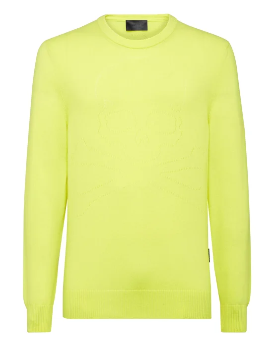 Cashmere Pullover Round Neck LS Skull and Plein