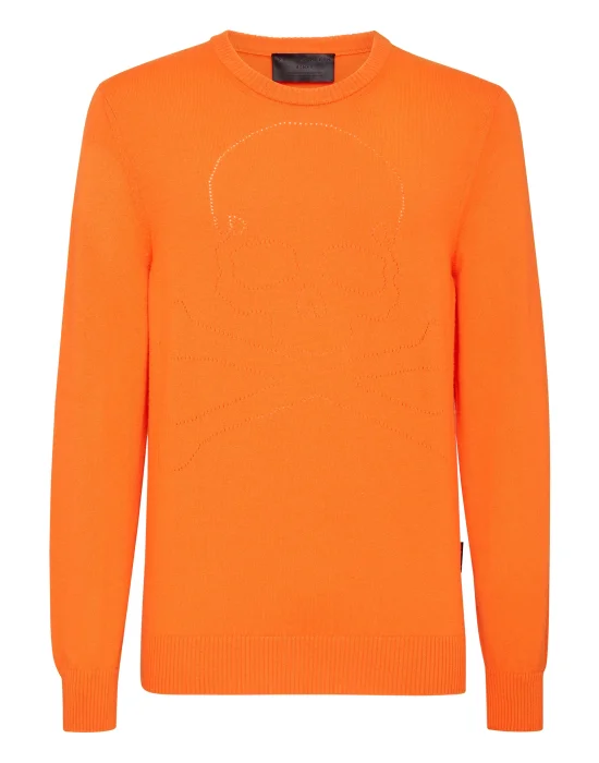 Cashmere Pullover Round Neck LS Skull and Plein