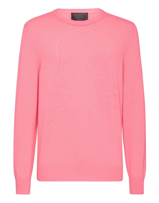 Cashmere Pullover Round Neck LS Skull and Plein