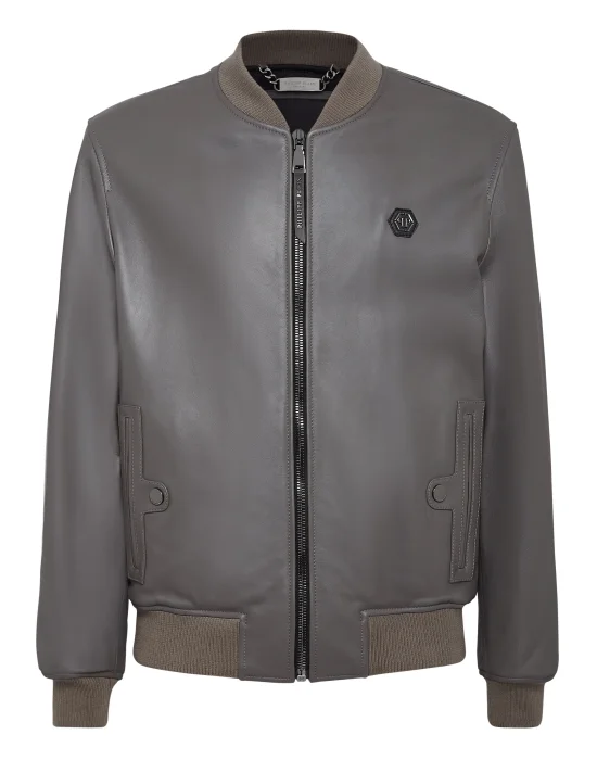 Leather Bomber Iconic Plein