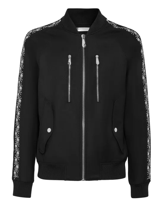 Wool Ton Gun Bomber Skull with Crystals