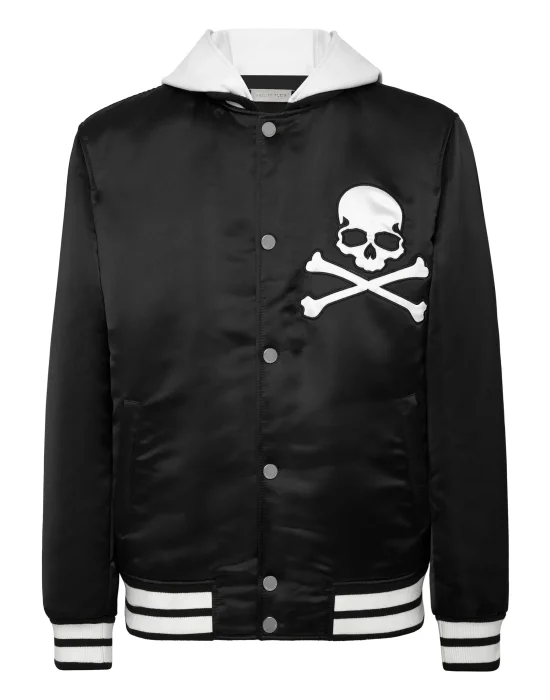 Satin Hoodie College Bomber Hexagon