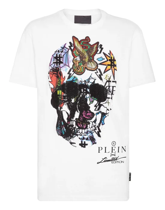 T-shirt Round Neck SS Tattoo Skull strass