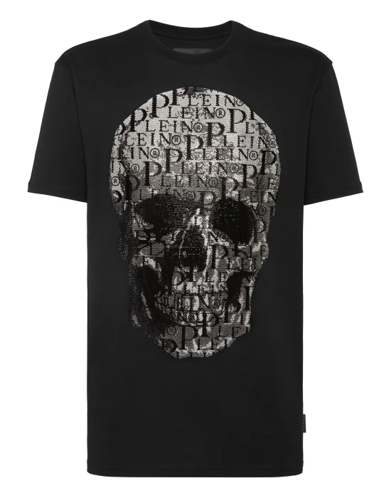 T-shirt Round Neck SS Skull and Plein with Crystals