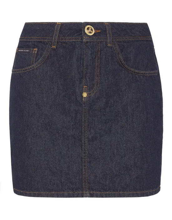 Denim Mini Skirt Skull
