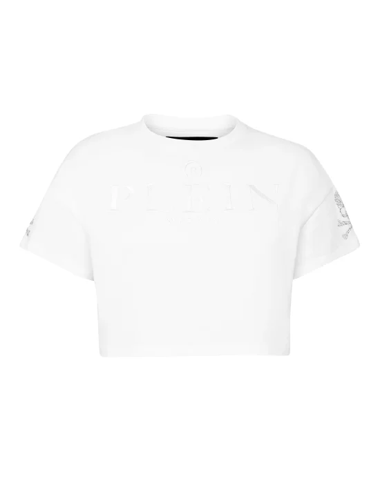 T-shirt Round Neck SS Crop Crystal Skull