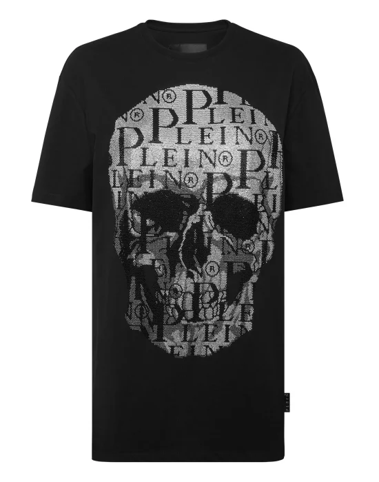 T-shirt Round Neck SS Skull with Crystals