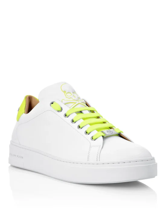 Leather Lo-Top Sneakers Skull and Plein