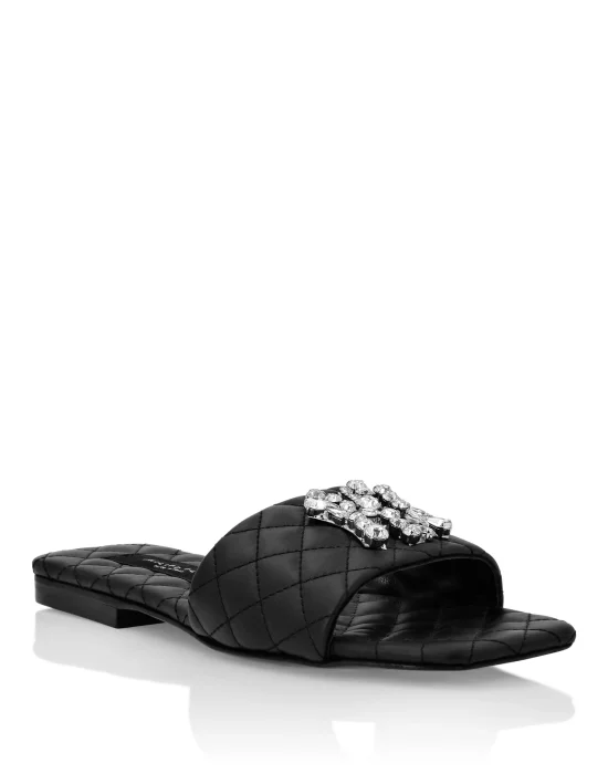 Matelasse Sandals Flat Brooches