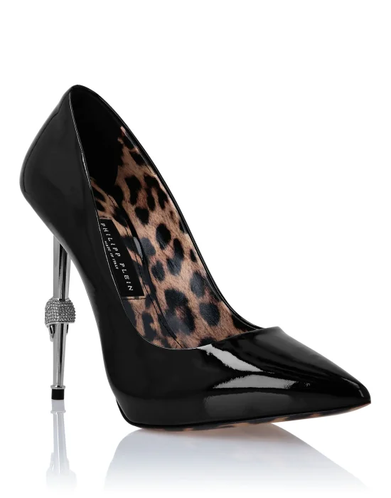 Skull Heel Patent Leather Pumps