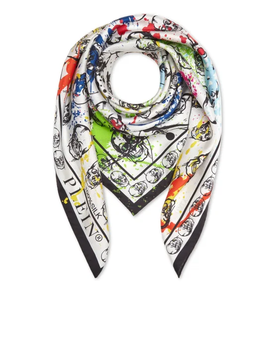 Silk Foulard 90x90 Dripping Skull