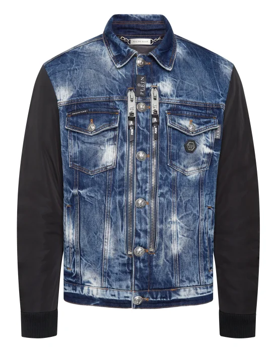 Regular Denim Jacket with nylon Hexagon